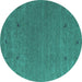 Round Abstract Turquoise Contemporary Rug, con913turq