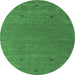 Round Abstract Emerald Green Contemporary Rug, con913emgrn