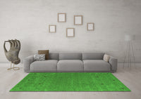 Machine Washable Abstract Green Contemporary Rug, wshcon913grn