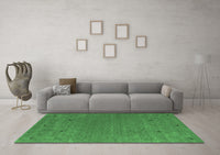 Machine Washable Abstract Emerald Green Contemporary Rug, wshcon913emgrn