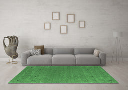 Machine Washable Abstract Emerald Green Contemporary Area Rugs in a Living Room,, wshcon913emgrn
