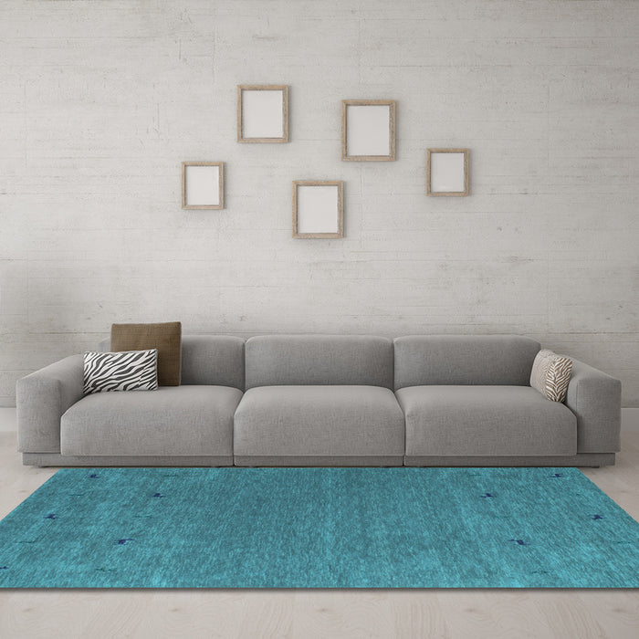 Machine Washable Abstract Light Blue Contemporary Rug in a Living Room, wshcon913lblu