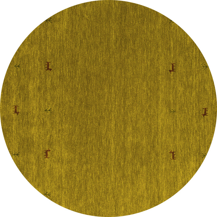 Round Machine Washable Abstract Yellow Contemporary Rug, wshcon913yw