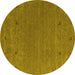 Round Machine Washable Abstract Yellow Contemporary Rug, wshcon913yw