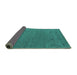 Sideview of Abstract Turquoise Contemporary Rug, con913turq