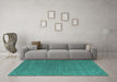 Machine Washable Abstract Turquoise Contemporary Area Rugs in a Living Room,, wshcon913turq