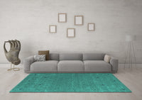 Machine Washable Abstract Turquoise Contemporary Rug, wshcon913turq