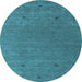 Round Abstract Light Blue Contemporary Rug, con913lblu