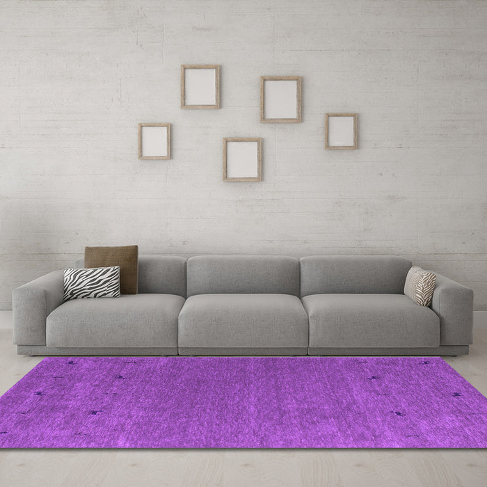Machine Washable Abstract Purple Contemporary Area Rugs in a Living Room, wshcon913pur