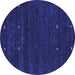 Round Abstract Blue Contemporary Rug, con914blu