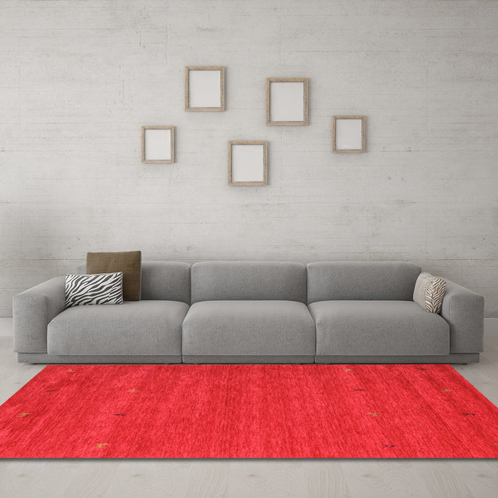 Machine Washable Abstract Orange Contemporary Area Rugs in a Living Room, wshcon915org