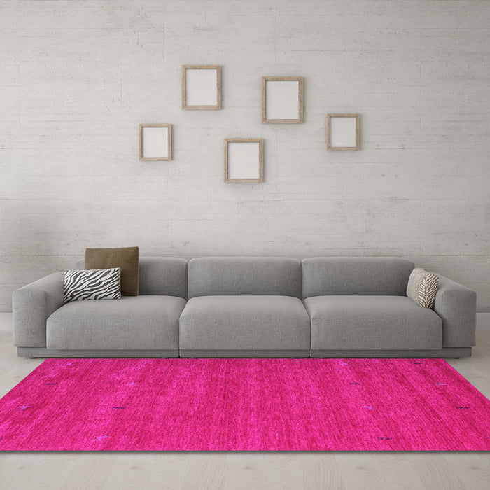 Machine Washable Abstract Pink Contemporary Rug in a Living Room, wshcon915pnk