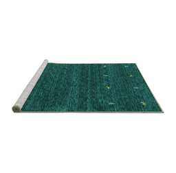 Sideview of Machine Washable Abstract Turquoise Contemporary Area Rugs, wshcon916turq