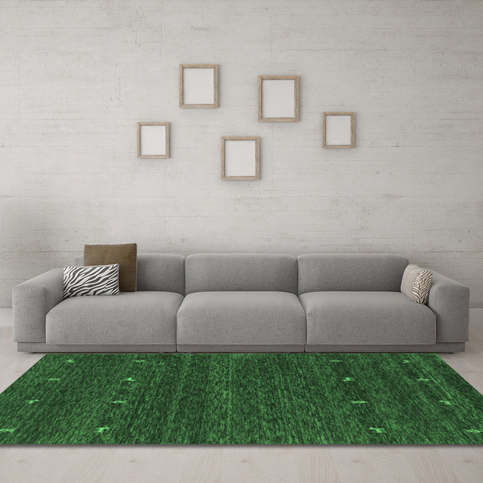 Machine Washable Abstract Emerald Green Contemporary Area Rugs in a Living Room,, wshcon916emgrn