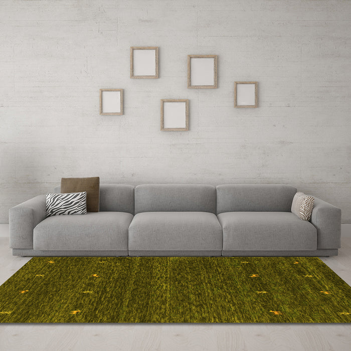 Machine Washable Abstract Yellow Contemporary Rug in a Living Room, wshcon916yw