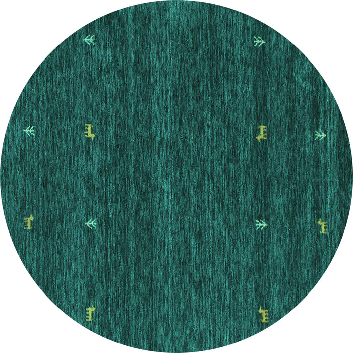 Round Machine Washable Abstract Turquoise Contemporary Area Rugs, wshcon916turq