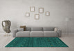 Machine Washable Abstract Turquoise Contemporary Area Rugs in a Living Room,, wshcon916turq