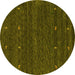 Round Abstract Yellow Contemporary Rug, con916yw