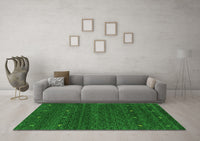 Machine Washable Abstract Green Contemporary Rug, wshcon916grn