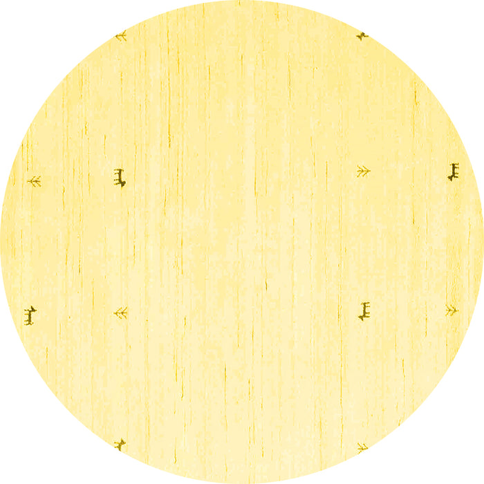 Round Machine Washable Solid Yellow Modern Rug, wshcon917yw