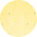 Round Machine Washable Solid Yellow Modern Rug, wshcon917yw