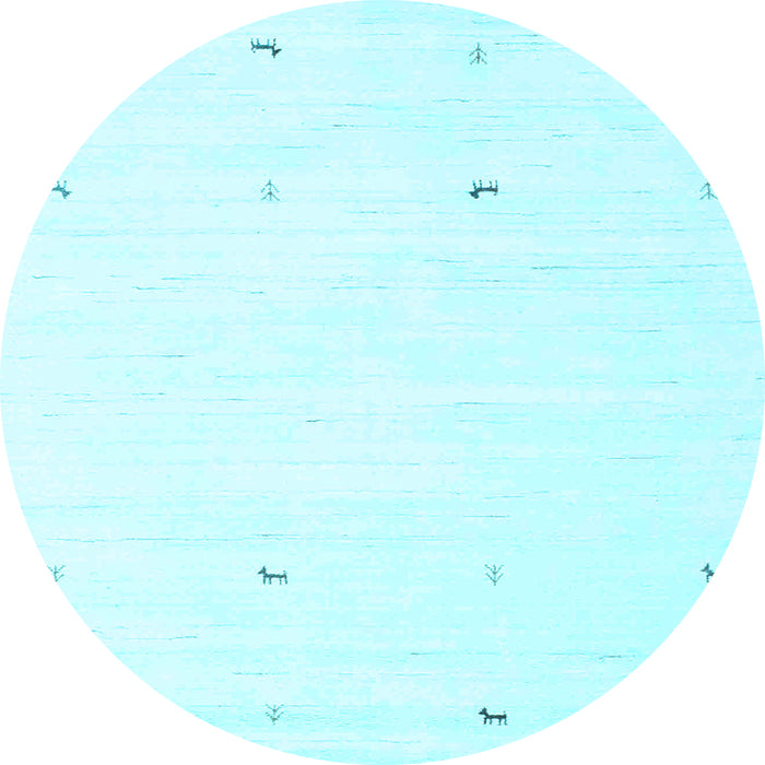 Round Solid Light Blue Modern Rug, con917lblu
