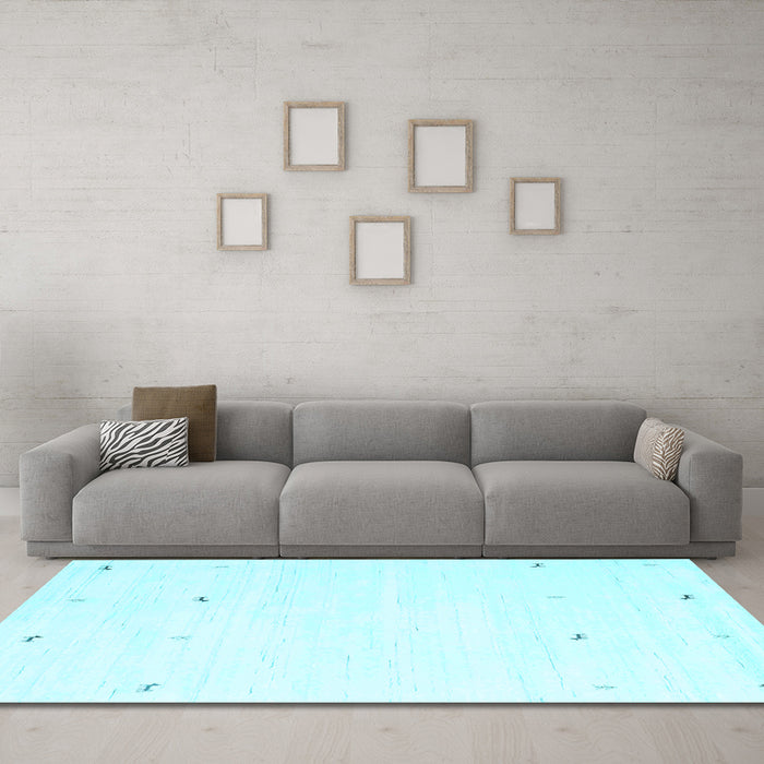 Machine Washable Solid Light Blue Modern Rug in a Living Room, wshcon917lblu