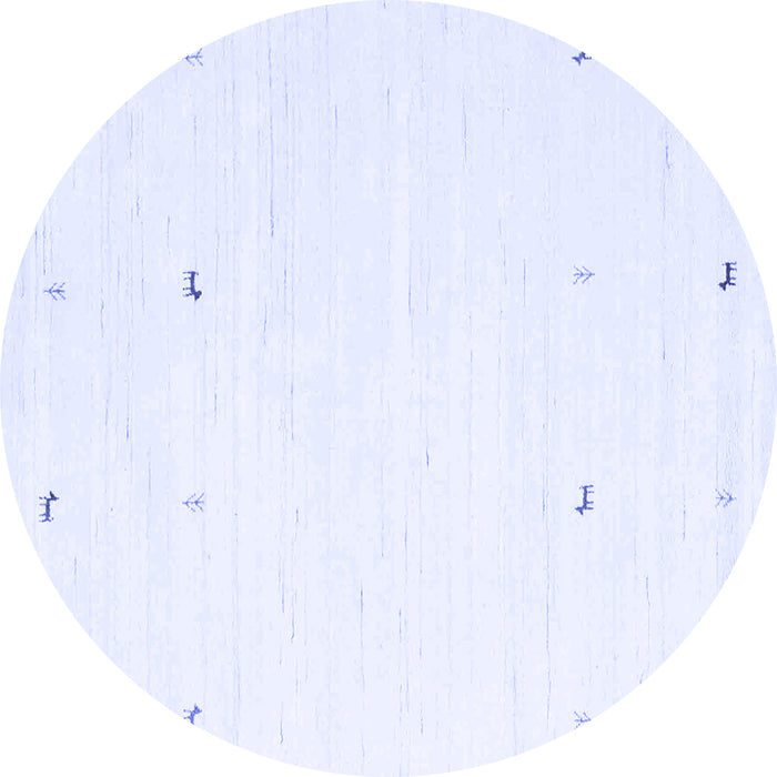 Round Machine Washable Solid Blue Modern Rug, wshcon917blu