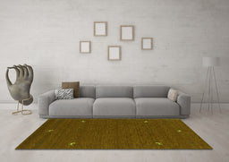 Machine Washable Abstract Green Contemporary Area Rugs in a Living Room,, wshcon918grn