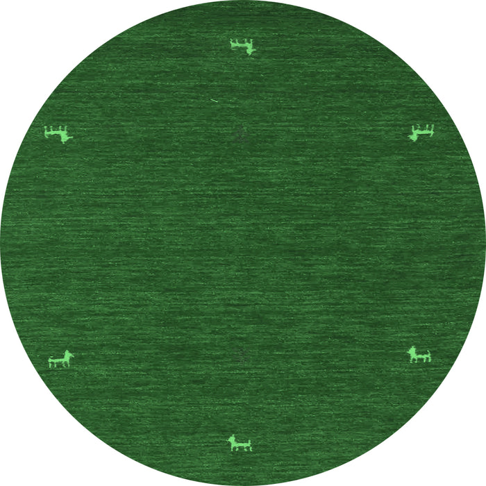 Round Machine Washable Abstract Emerald Green Contemporary Area Rugs, wshcon918emgrn