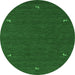 Round Machine Washable Abstract Emerald Green Contemporary Area Rugs, wshcon918emgrn