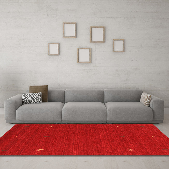 Machine Washable Abstract Orange Contemporary Area Rugs in a Living Room, wshcon918org