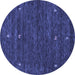 Round Abstract Blue Contemporary Rug, con919blu