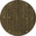 Round Abstract Brown Contemporary Rug, con919brn