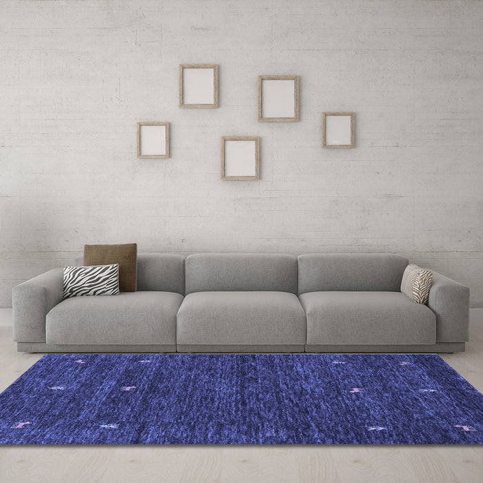 Machine Washable Abstract Blue Contemporary Rug in a Living Room, wshcon919blu