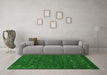 Machine Washable Abstract Green Contemporary Area Rugs in a Living Room,, wshcon919grn