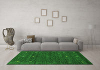 Machine Washable Abstract Green Contemporary Rug, wshcon919grn