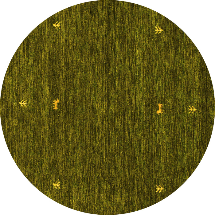 Round Abstract Yellow Contemporary Rug, con919yw