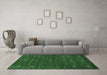 Machine Washable Abstract Emerald Green Contemporary Area Rugs in a Living Room,, wshcon919emgrn
