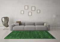 Machine Washable Abstract Emerald Green Contemporary Rug, wshcon919emgrn