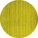 Round Abstract Yellow Contemporary Rug, con91yw