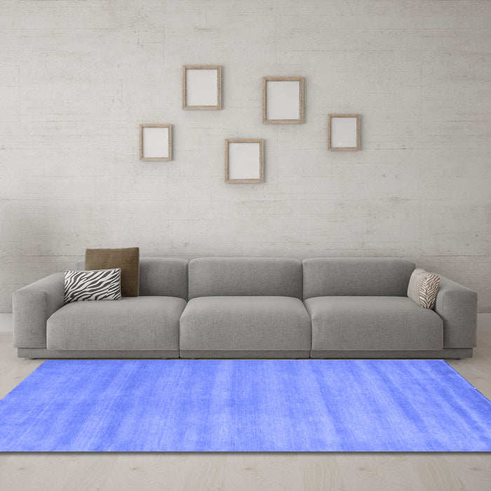 Machine Washable Abstract Blue Contemporary Rug in a Living Room, wshcon91blu