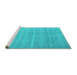 Sideview of Machine Washable Abstract Turquoise Contemporary Area Rugs, wshcon91turq