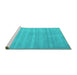 Sideview of Machine Washable Abstract Turquoise Contemporary Area Rugs, wshcon91turq