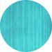 Round Machine Washable Abstract Turquoise Contemporary Area Rugs, wshcon91turq