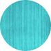 Round Abstract Turquoise Contemporary Rug, con91turq