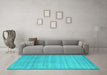 Machine Washable Abstract Turquoise Contemporary Area Rugs in a Living Room,, wshcon91turq