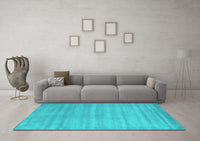 Machine Washable Abstract Turquoise Contemporary Rug, wshcon91turq