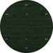 Round Machine Washable Abstract Emerald Green Contemporary Area Rugs, wshcon920emgrn