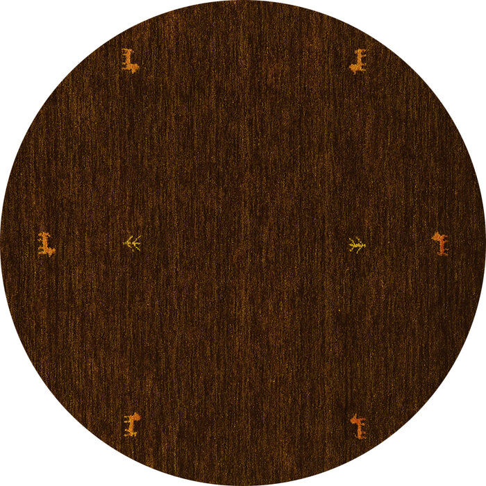 Round Machine Washable Abstract Yellow Contemporary Rug, wshcon920yw